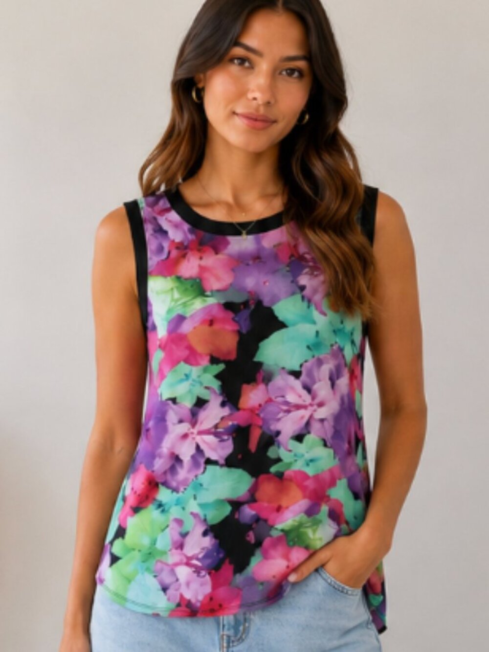 Joseph Ribkoff Floral Sleeveless Blouse Tank | Size 16